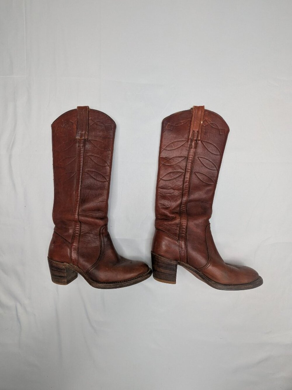 Vintage 1950-1970 FRYE Black Label Campus Stitch Tall Leather Boots 8558 6.5B - Picture 14 of 16